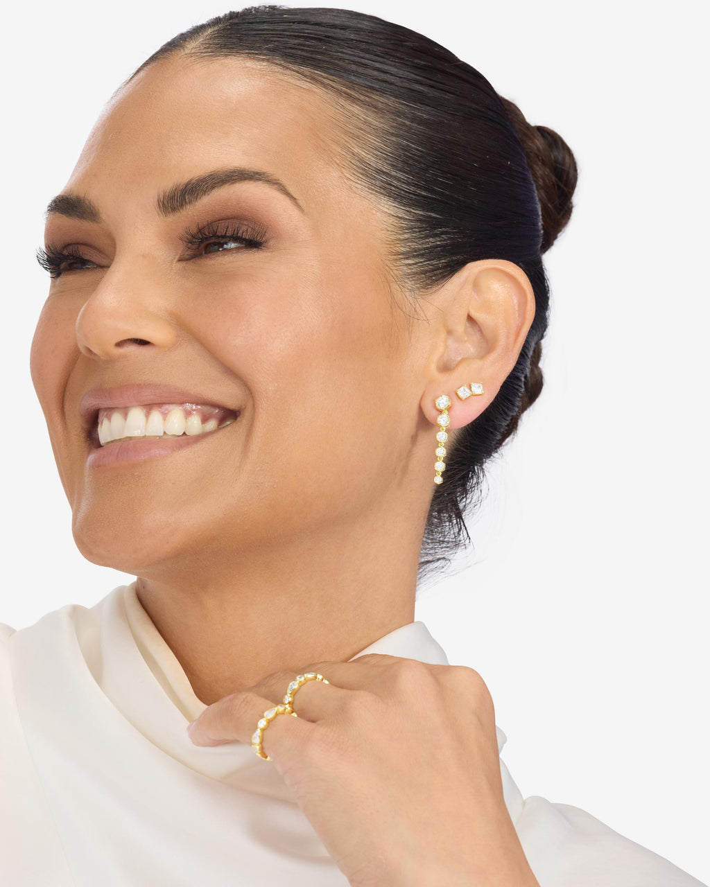 Queen Bee Drop Earrings - Gold|White Diamondettes