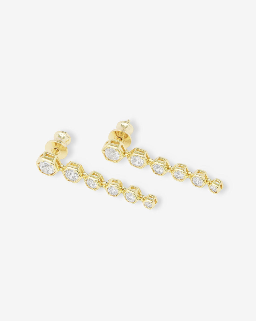 Queen Bee Drop Earrings - Gold|White Diamondettes