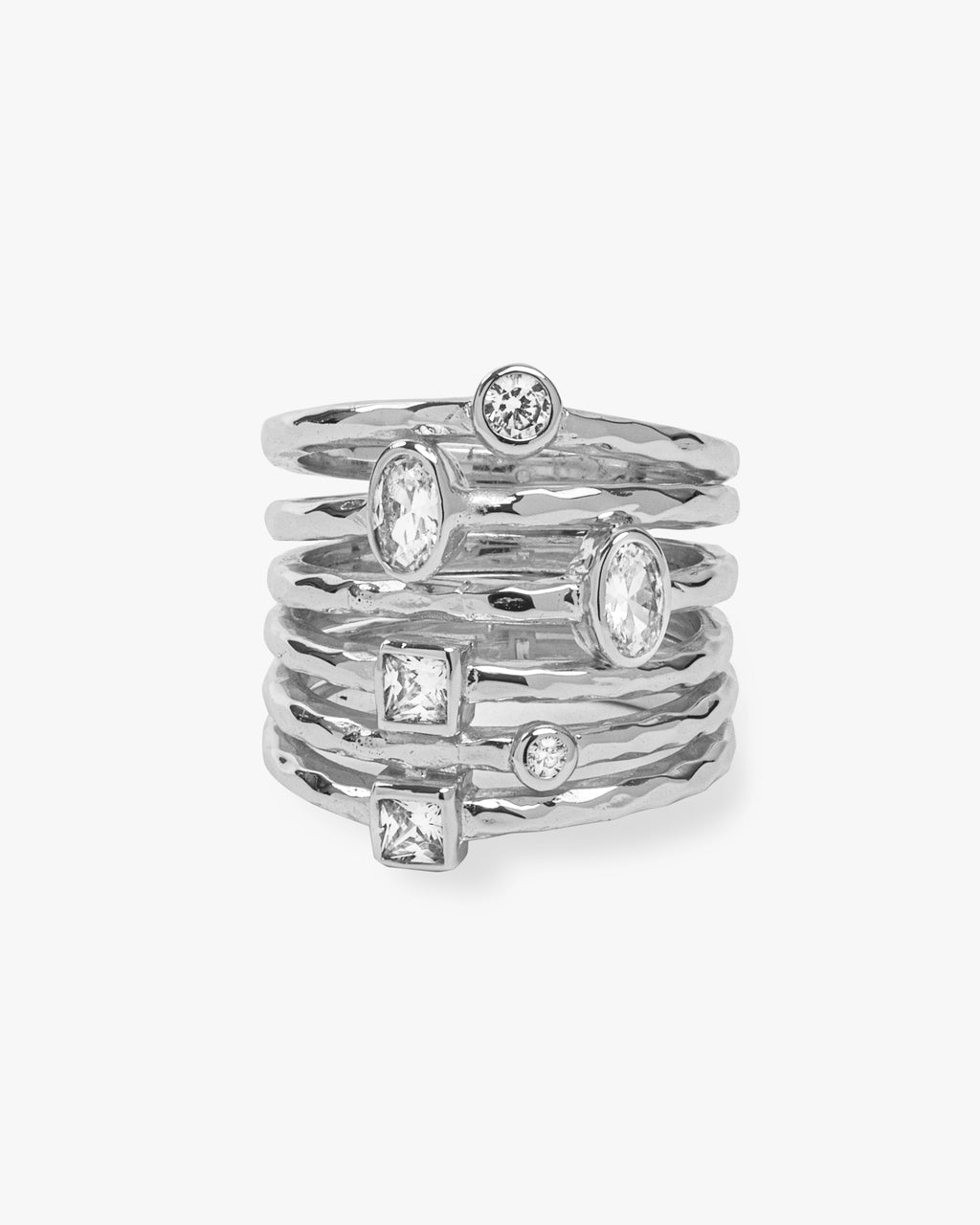 Monroe Ring Silver White Diamondettes