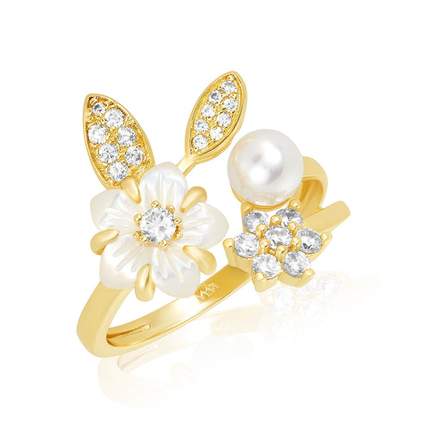 Star Lily Ring - Gold|White Diamondettes