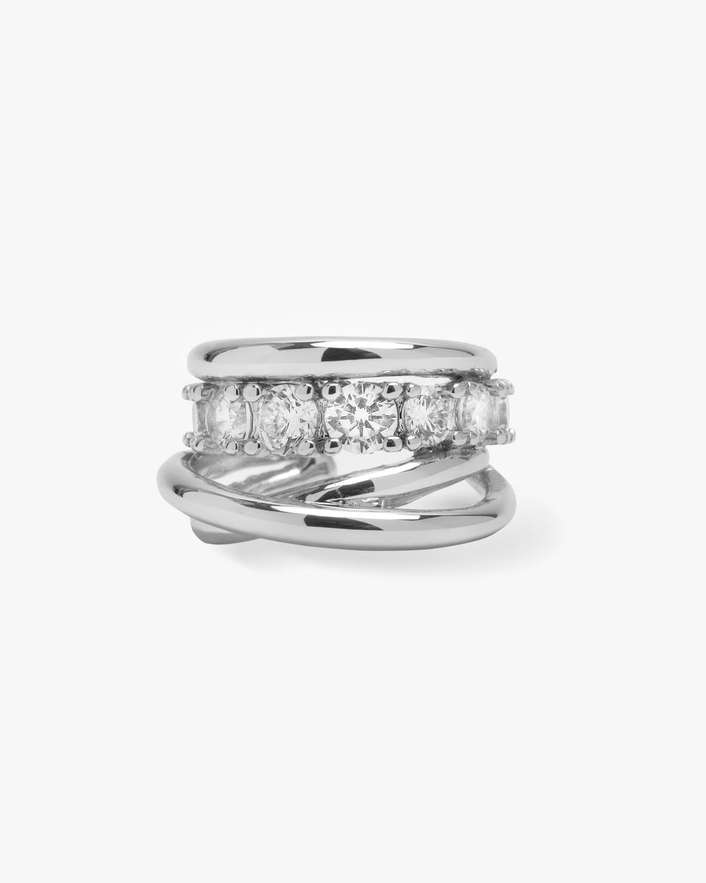 "Oh She Fancy" Layered Diamond Ear Cuff - Silver|White Diamondettes