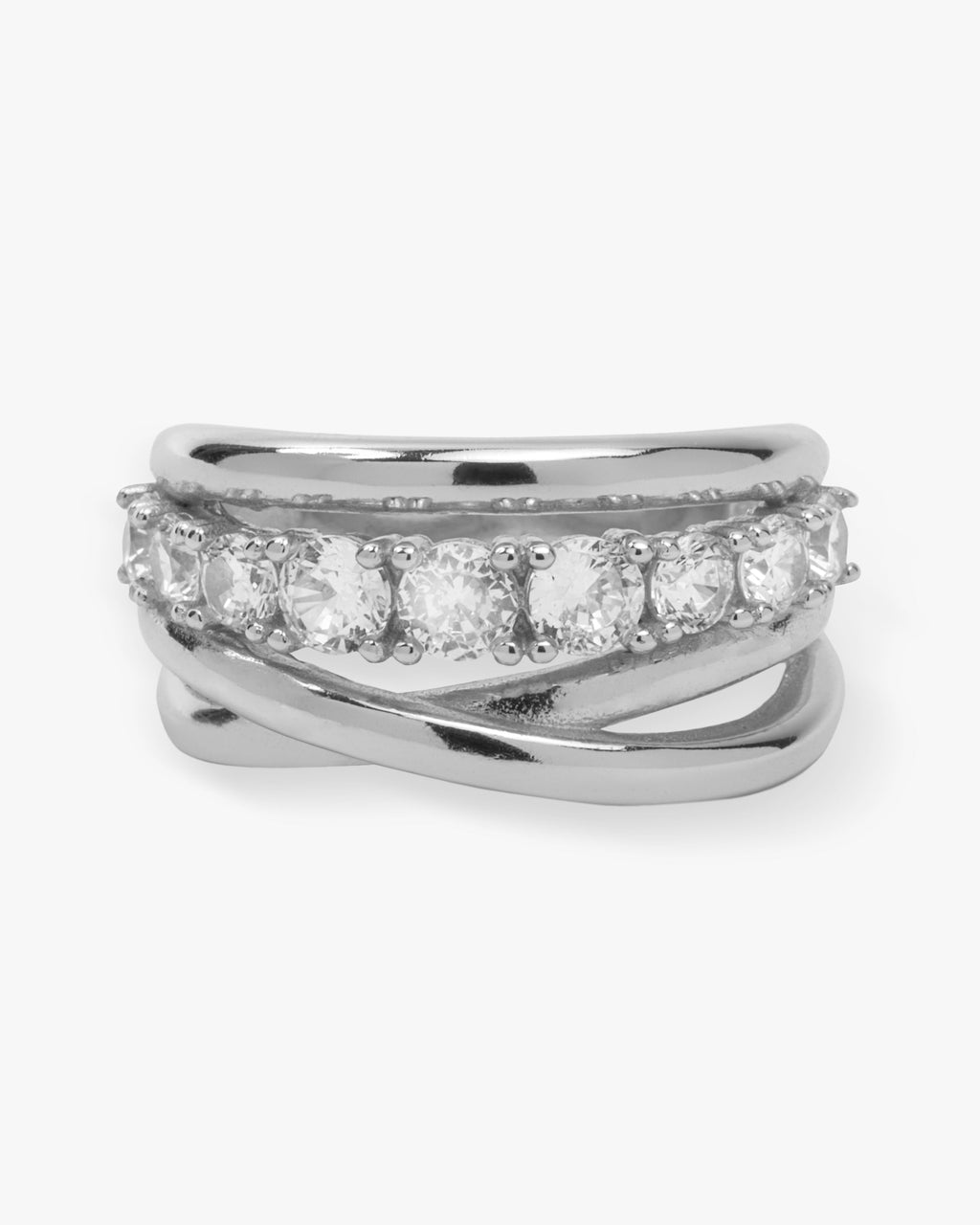 "Oh She Fancy" Stacked Diamond Ring Silver White Diamondettes