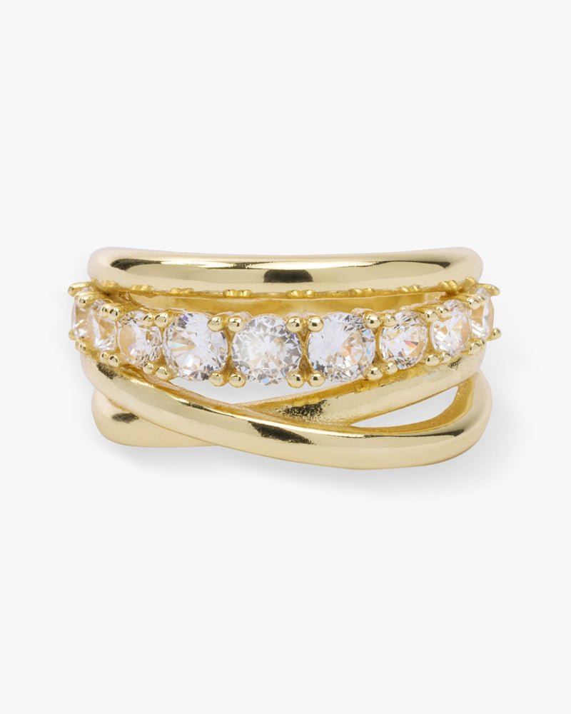 "Oh She Fancy" Stacked Diamond Ring - Gold|White Diamondettes
