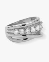 "Oh She Fancy" Stacked Diamond Ring - Silver|White Diamondettes