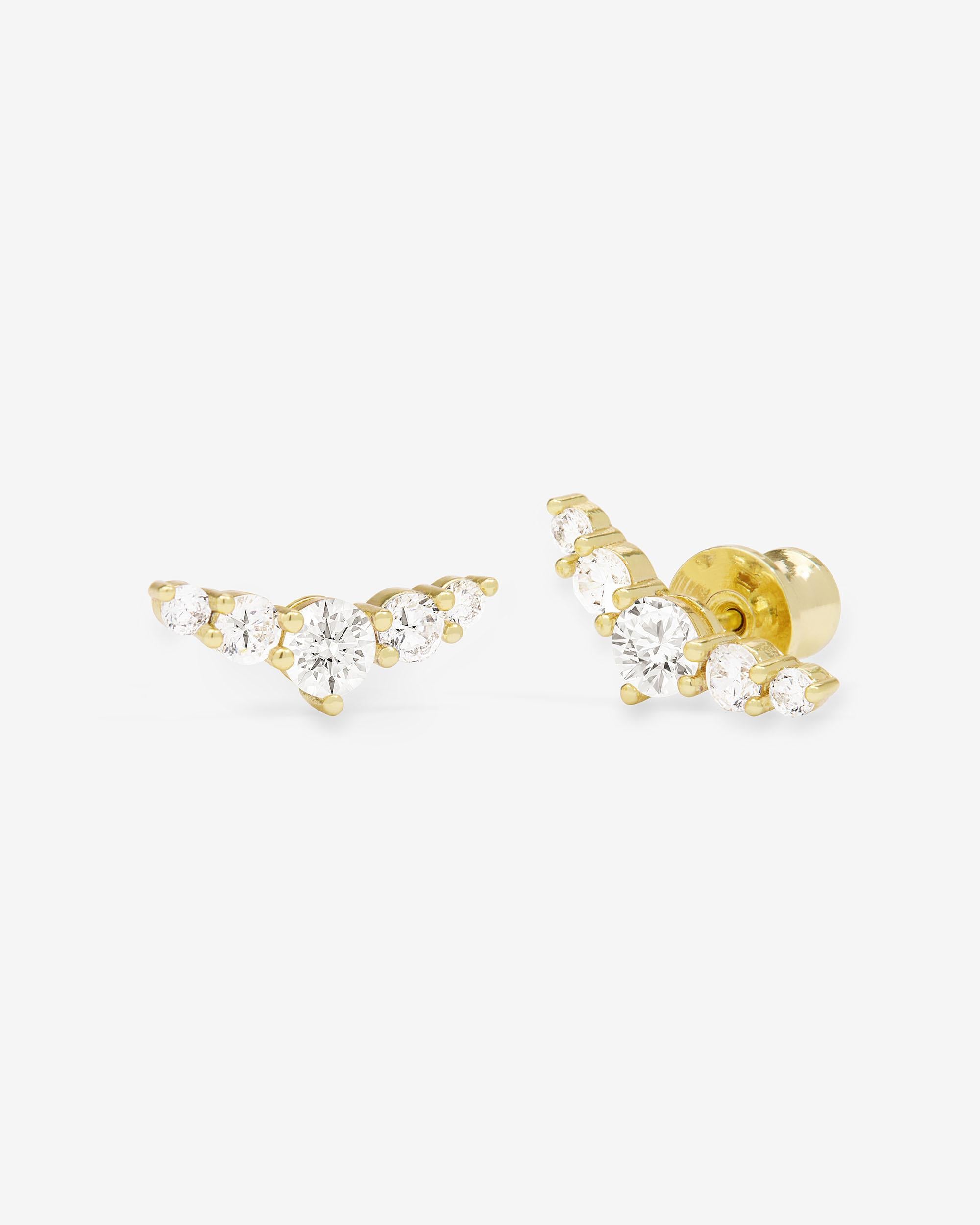 C-Shaped Radiant Diamond Studs