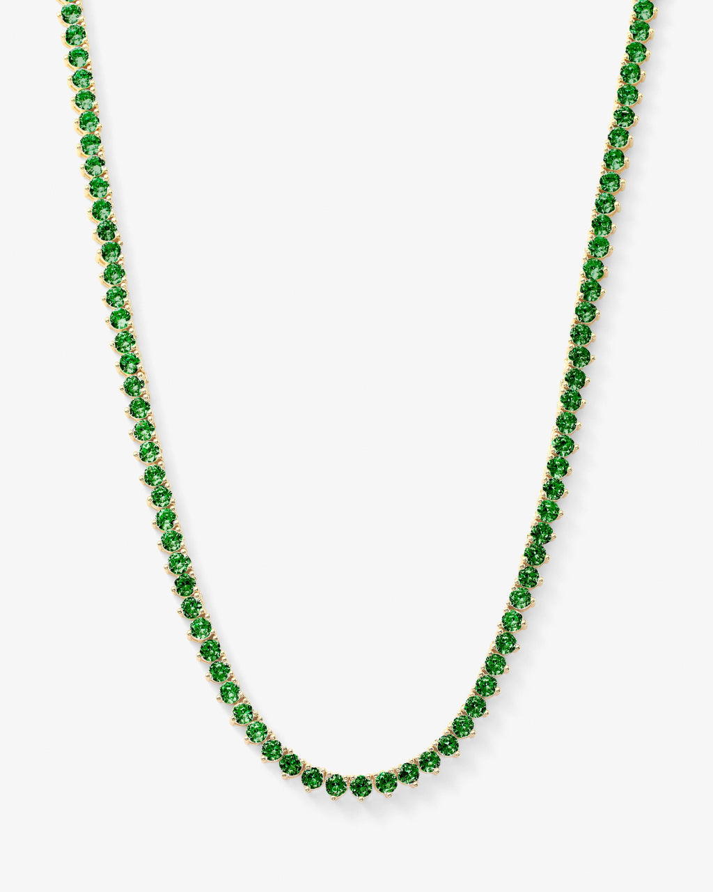 Not Your Basic Tennis Necklace 3mm - Gold|Emerald