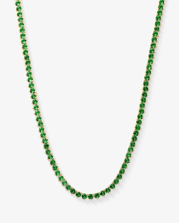 Not Your Basic Tennis Necklace 18" - Gold|Emerald
