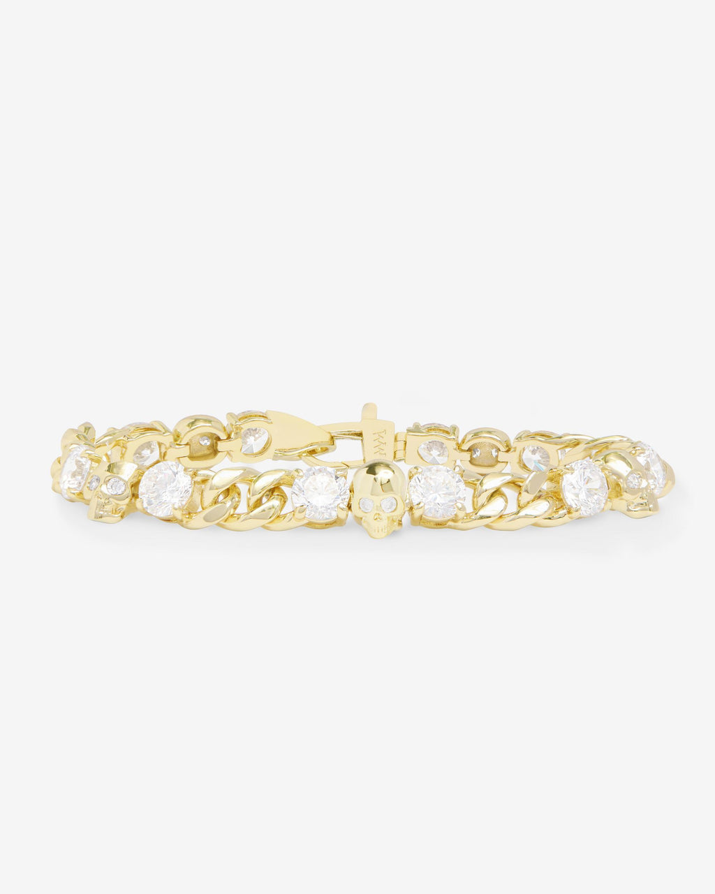 Ride or Die Cuban Chain Bracelet 6.8mm - Gold|White Diamondettes