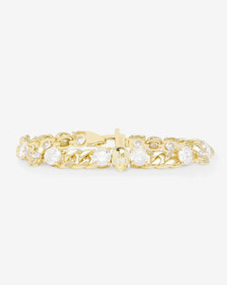 Ride or Die Cuban Chain Bracelet 6.8mm - Gold|White Diamondettes