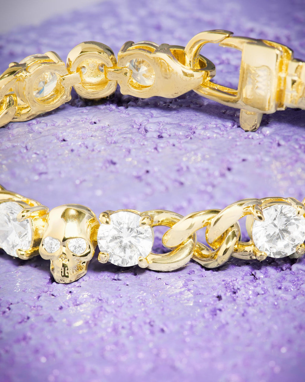 Ride or Die Cuban Chain Bracelet 6.8mm - Silver|White Diamondettes