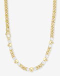 Ride or Die Cuban Chain Necklace 6.8mm - Gold|White Diamondettes
