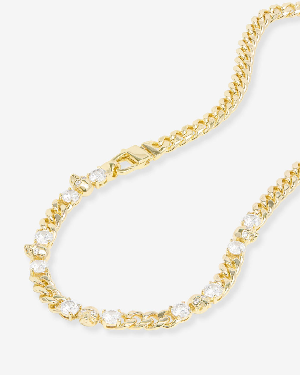 Ride or Die Cuban Chain Necklace 6.8mm - Gold|White Diamondettes