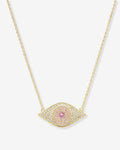 Rose Evil Eye Necklace - Gold|Pink Sapphire