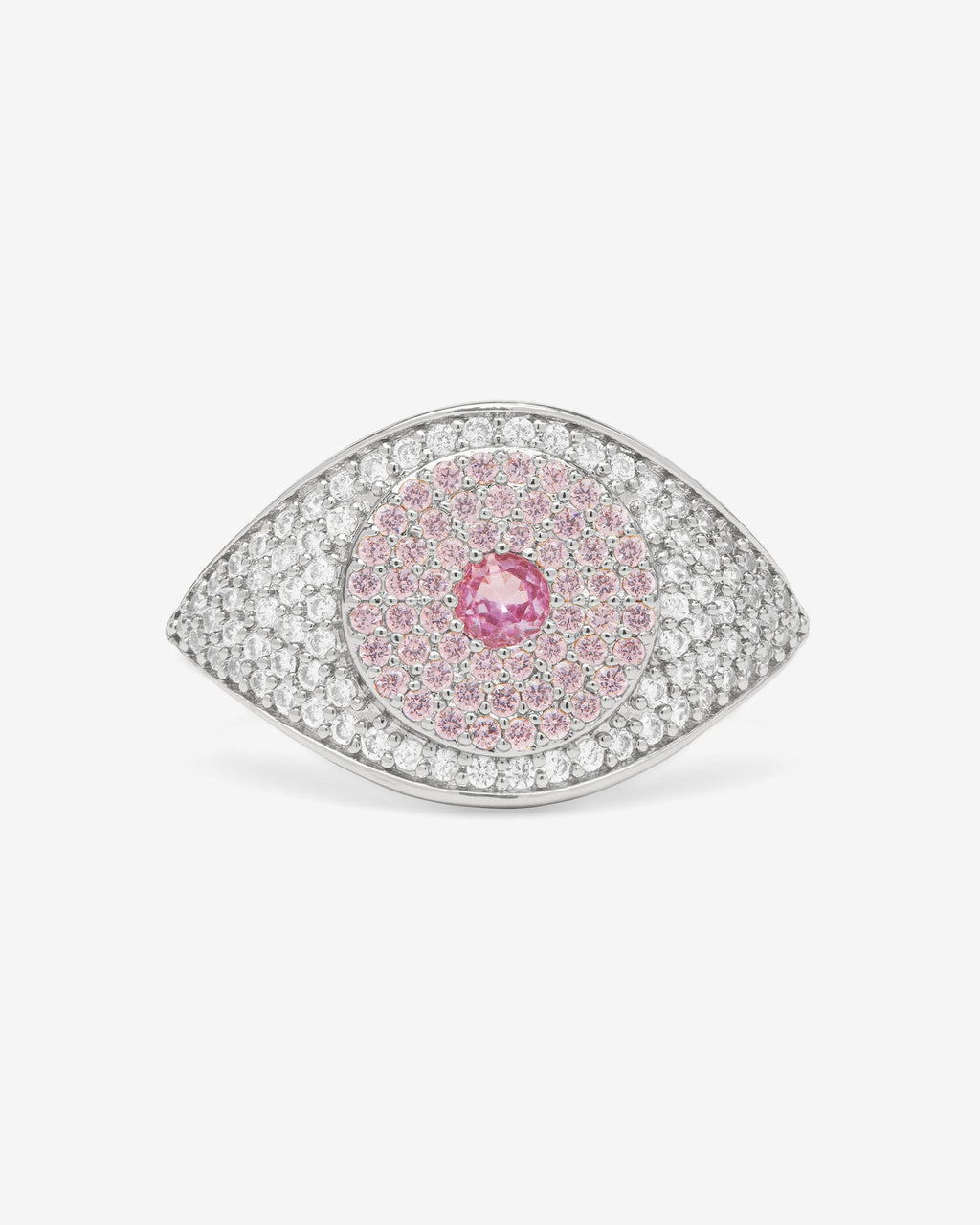 Evil Eye Ring Silver Pink Sapphire