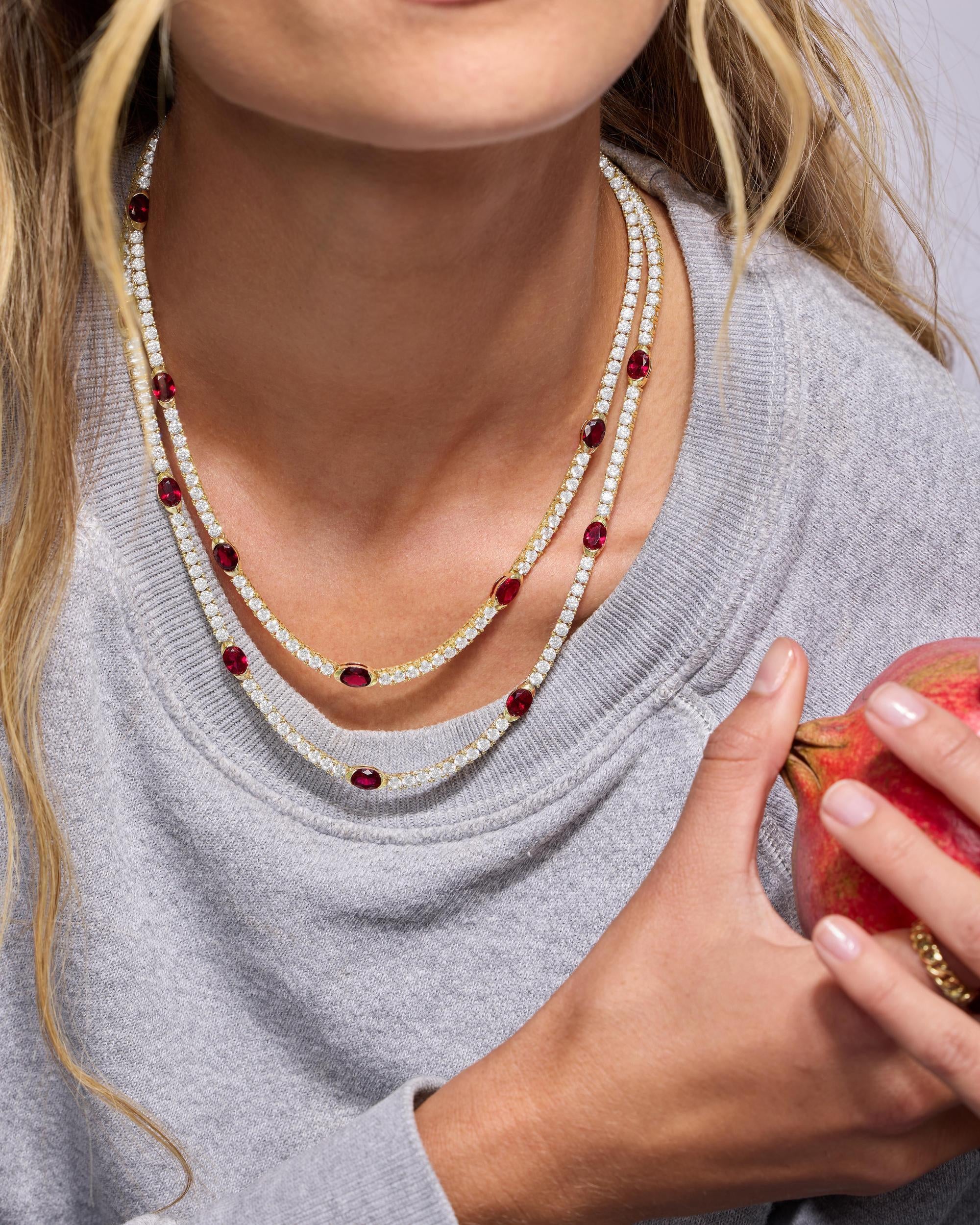 The Maven Tennis Necklace 3mm - Gold|Ruby