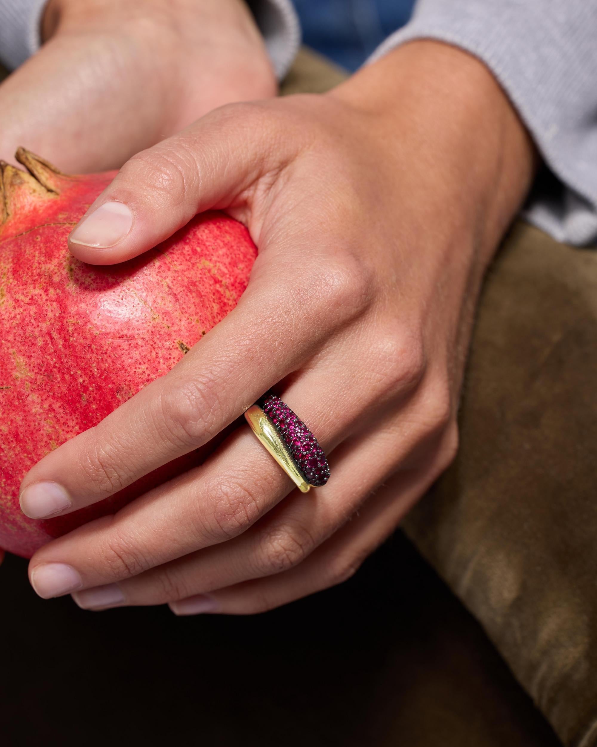 Norah Pavé Double Ring - Gold|Ruby