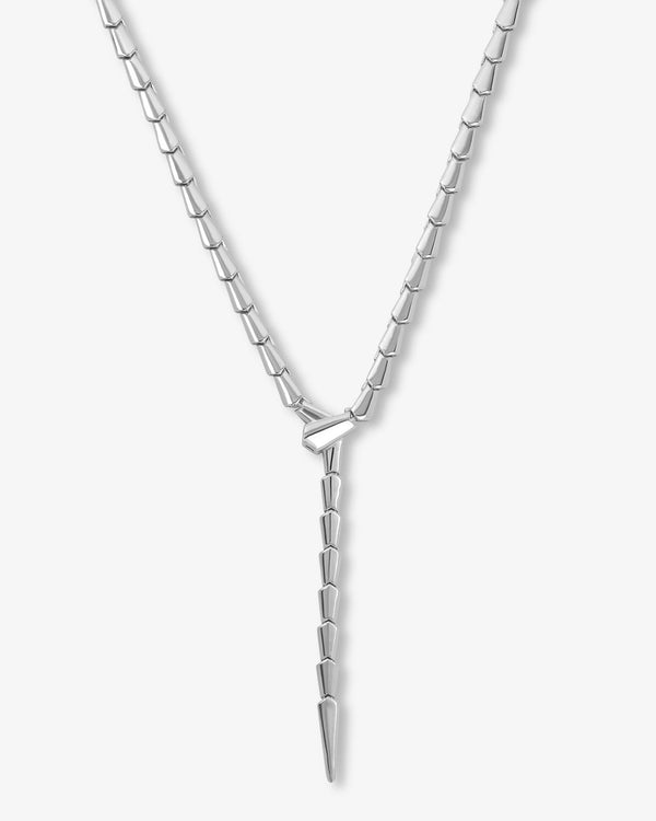 Mama Serpent Lariat Necklace - Silver