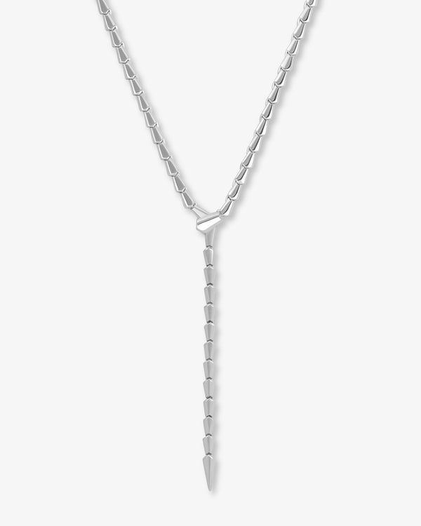 Serpent Lariat Necklace - Silver