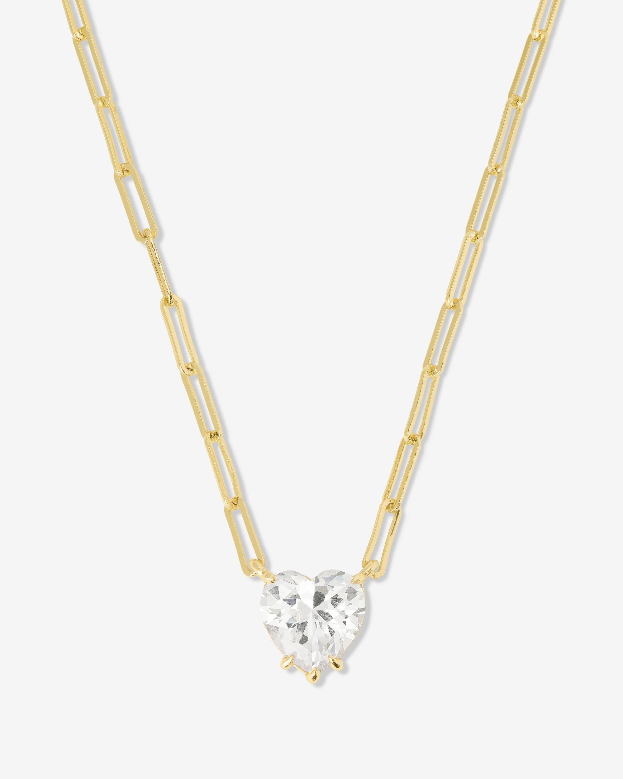 Samantha Loves You More Necklace - Gold|White Diamondettes