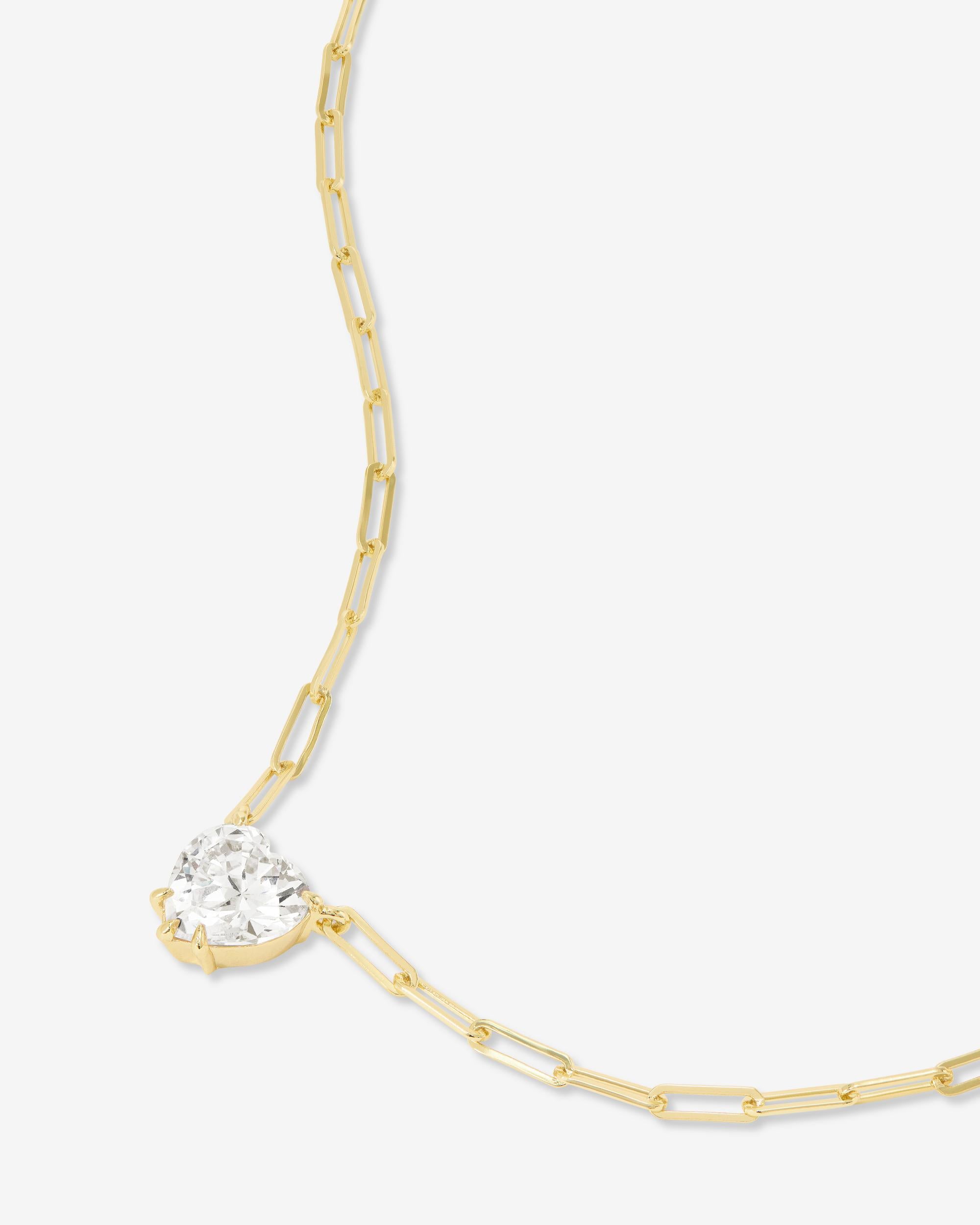 Samantha Loves You More Necklace - Gold|White Diamondettes