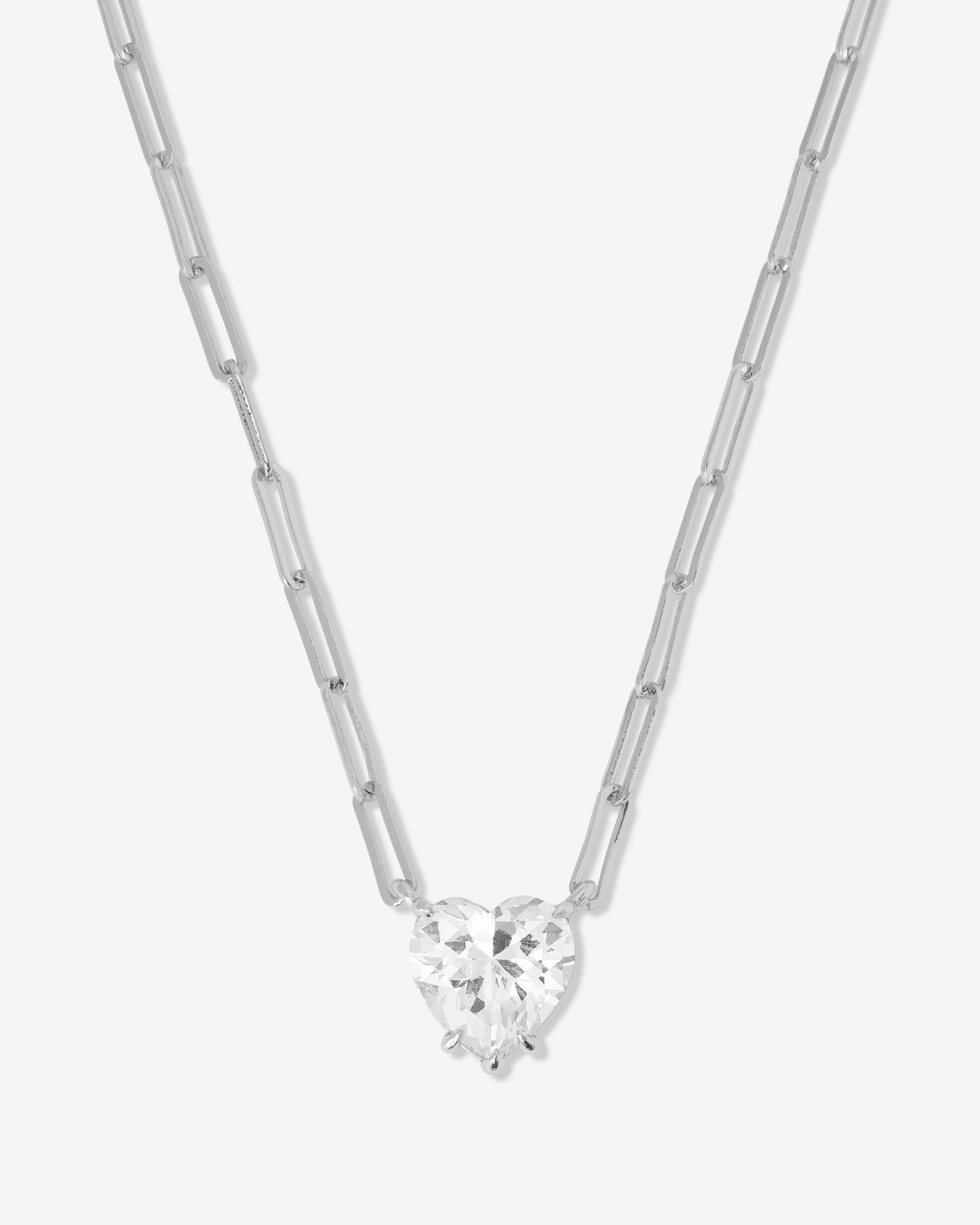 Samantha Loves You More Necklace - Silver|White Diamondettes