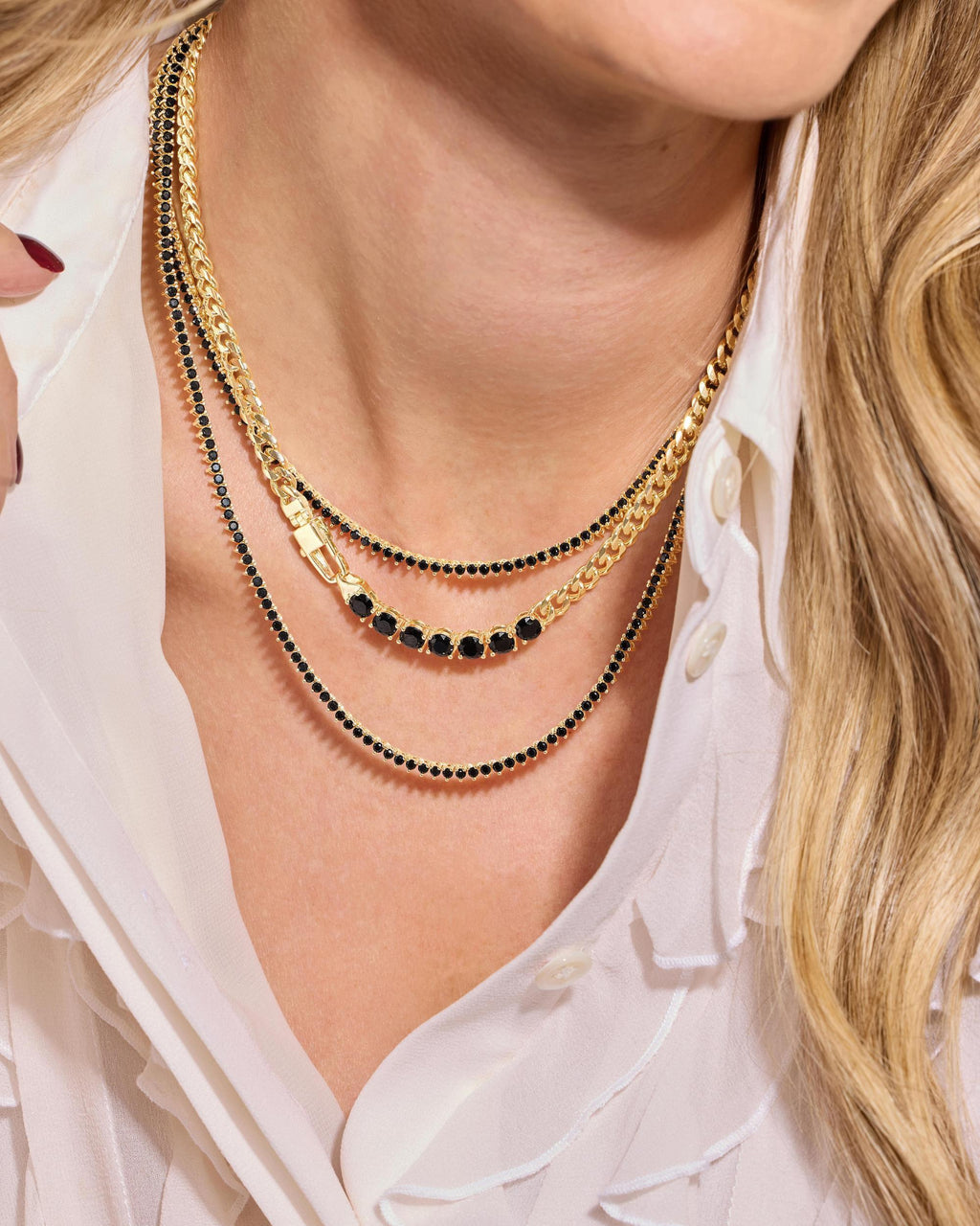 Not Your Basic Tennis Necklace 2mm - Silver|Black Diamondettes
