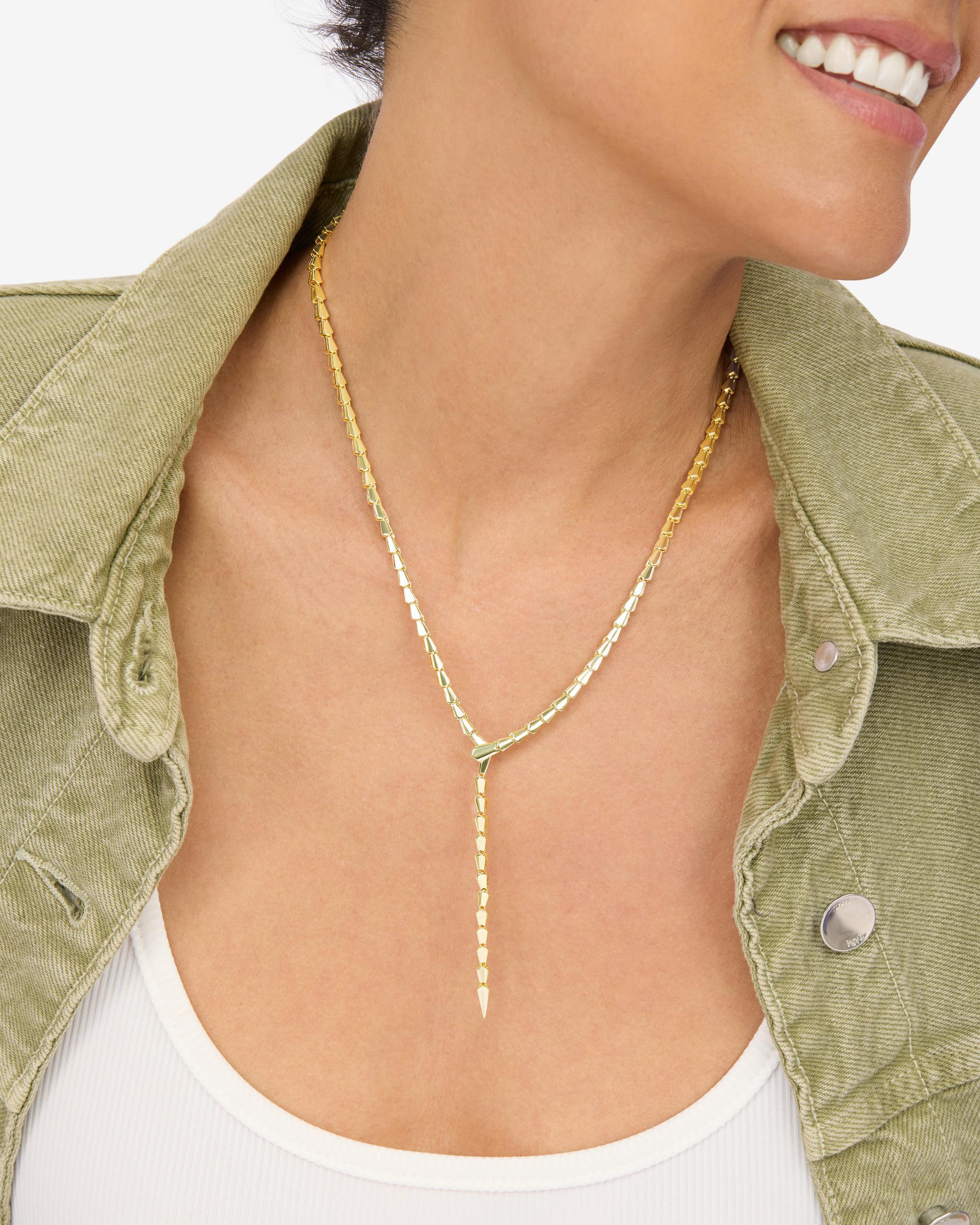 Serpent Lariat Necklace - Gold
