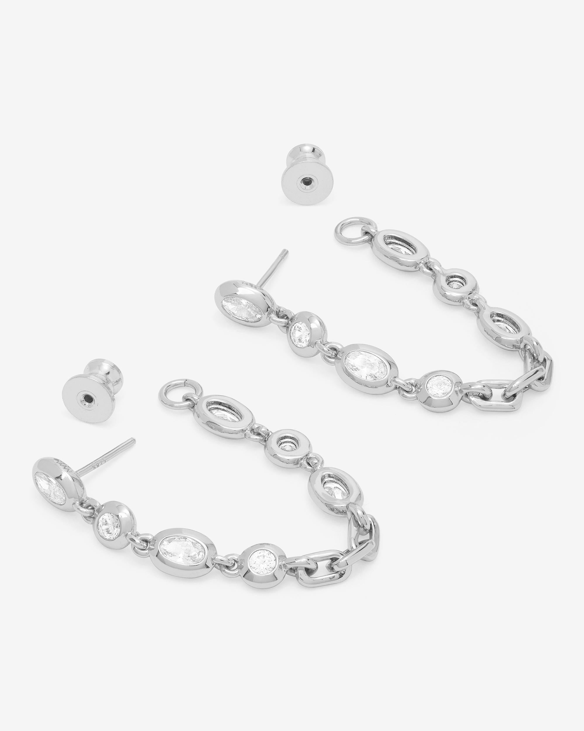She's A Boss Soft Hoops - Silver|White Diamondettes