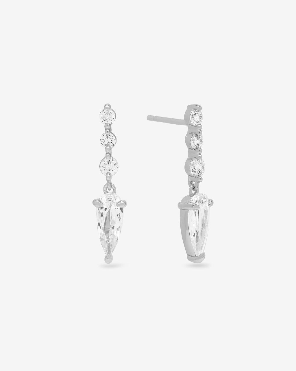 Shes Arrived Drop Earrings Silver White Diamondettes