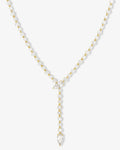 She's Arrived Lariat Tennis Necklace - Gold|White Diamondettes
