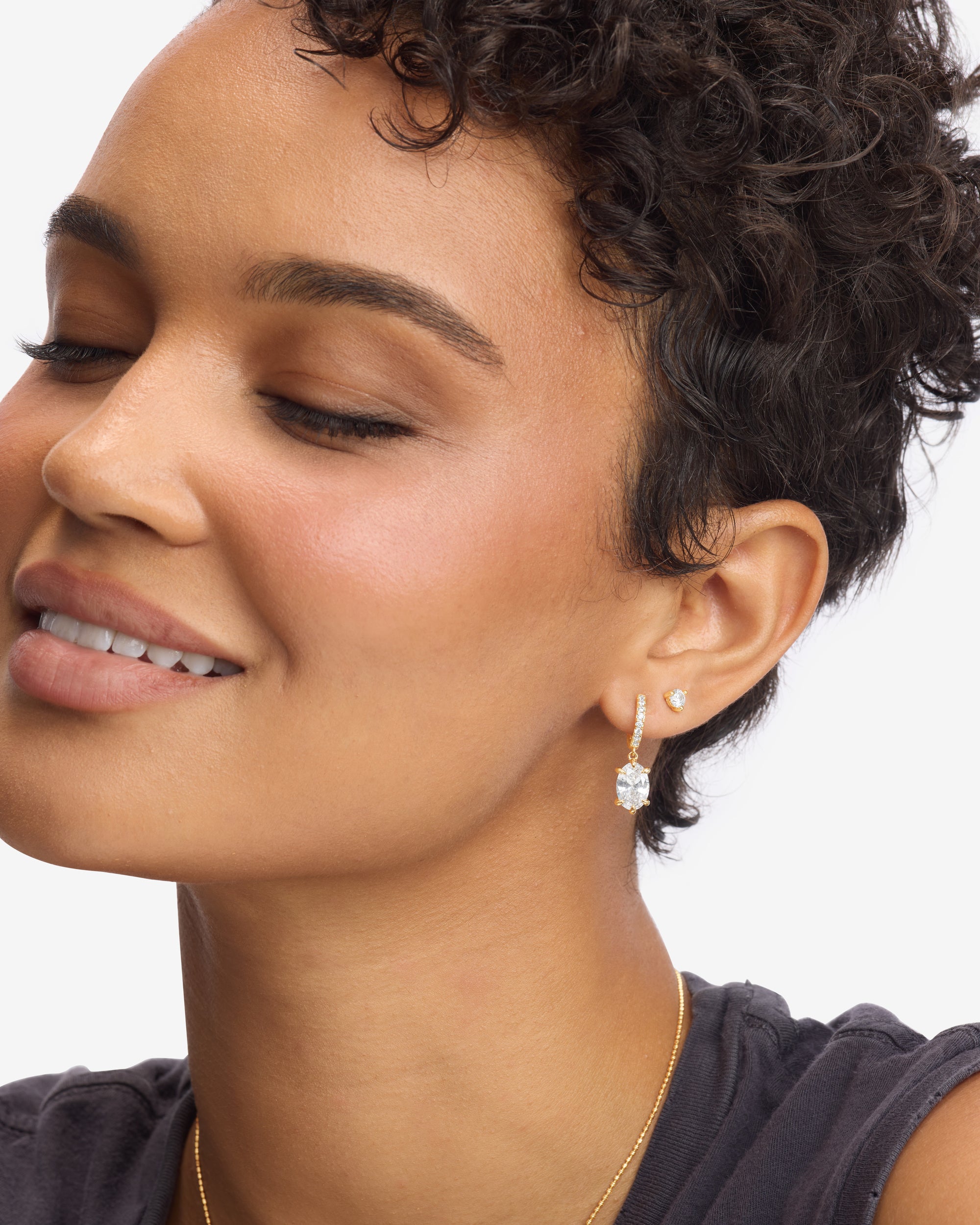 She's On Point Earrings - Gold|White Diamondettes