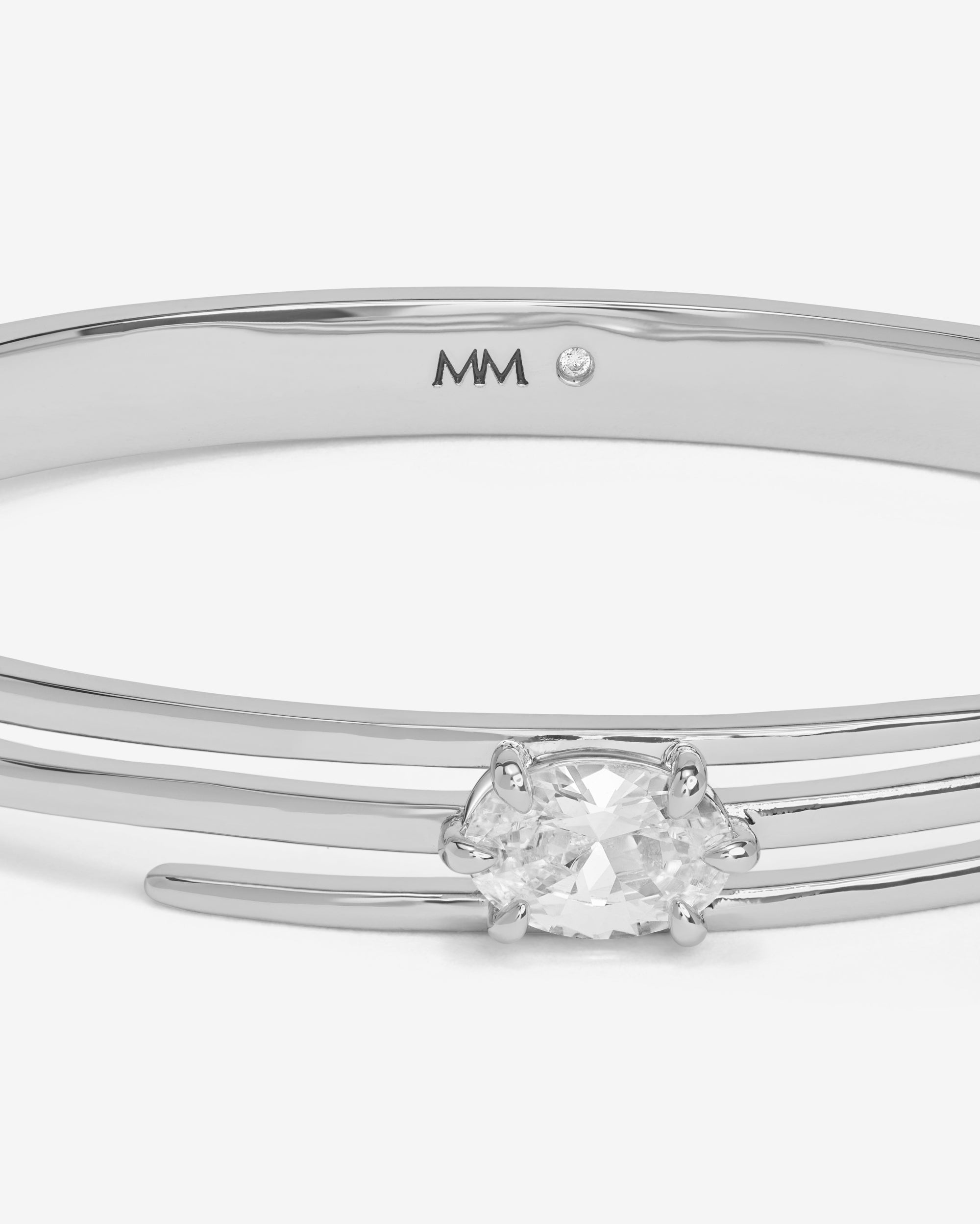 She's On Point Lasso Cuff - Silver|White Diamondettes