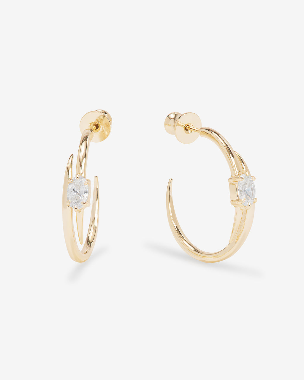 She's on Point Lasso Hoops 1" - Gold|White Diamondettes