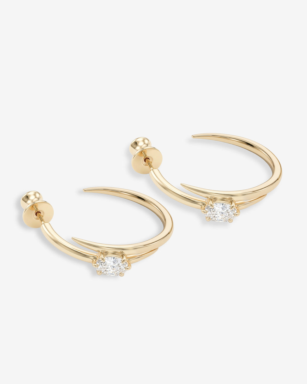 She's on Point Lasso Hoops 1" - Gold|White Diamondettes