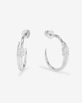 She's on Point Lasso Hoops 1" - Silver|White Diamondettes