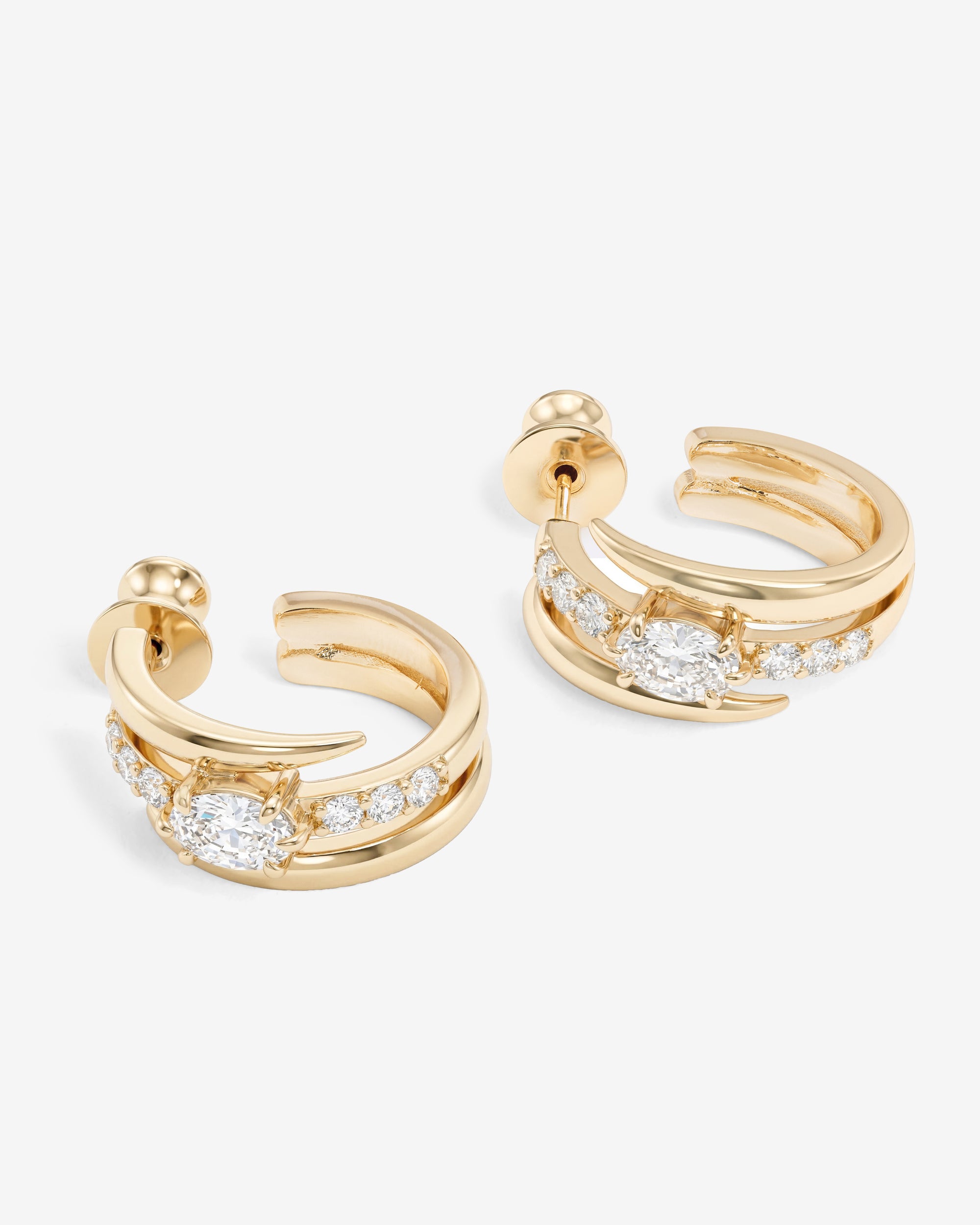 She's on Point Pavé Lasso Huggies - Gold|White Diamondettes