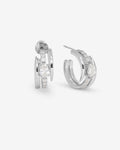 She's on Point Pavé Lasso Huggies - Silver|White Diamondettes