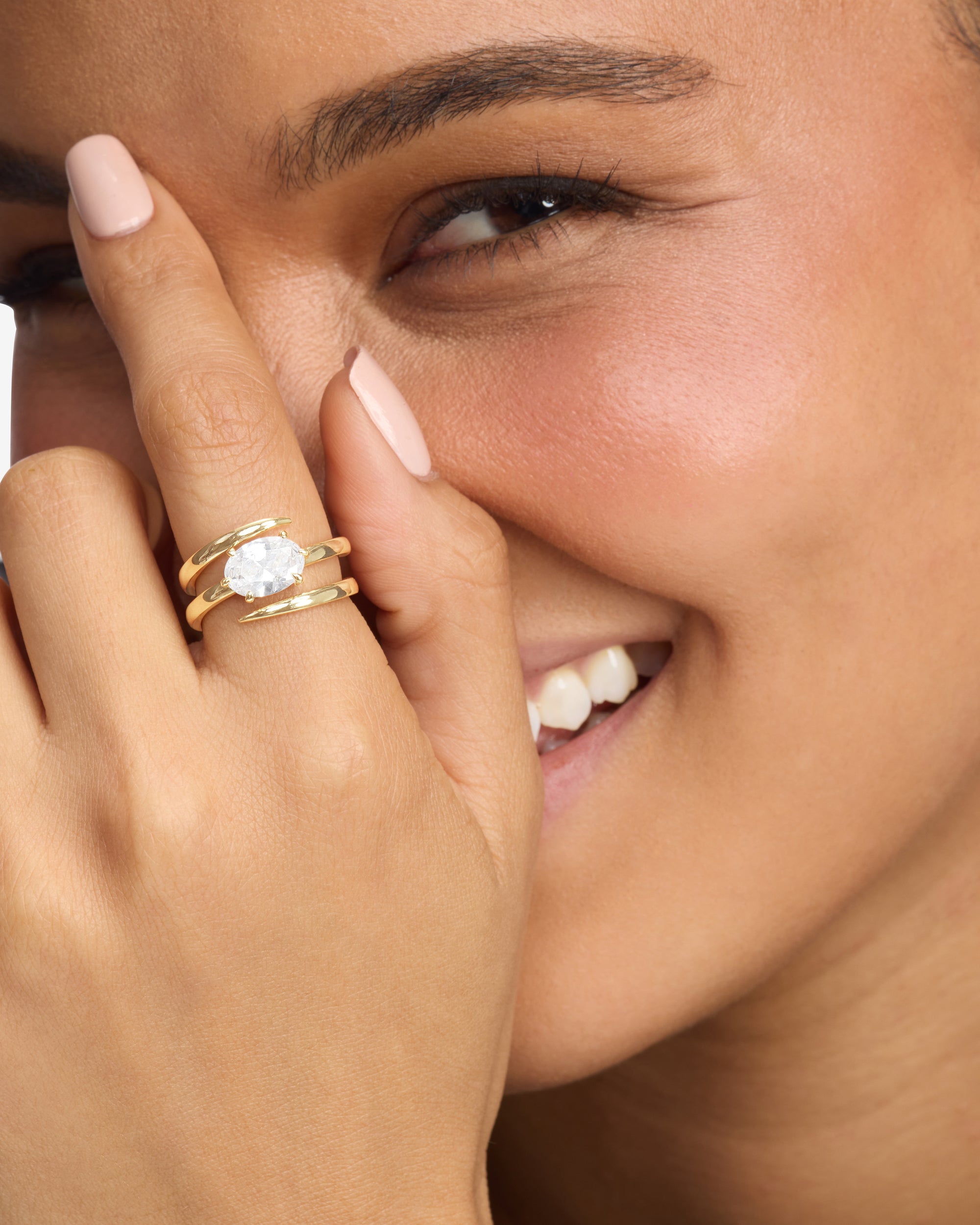 She's On Point Lasso Ring - Gold|White Diamondettes