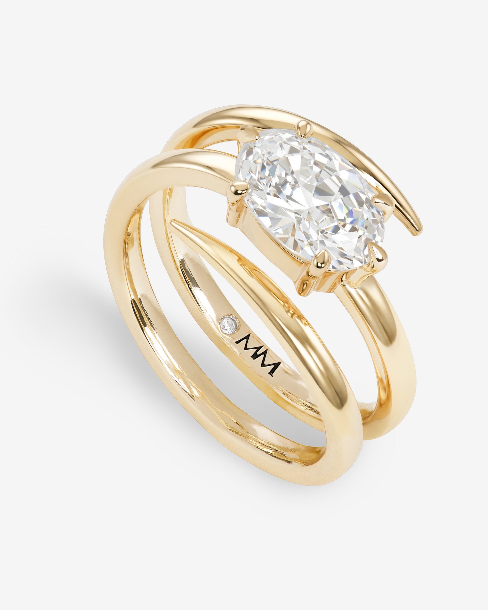 She's On Point Lasso Ring - Gold|White Diamondettes