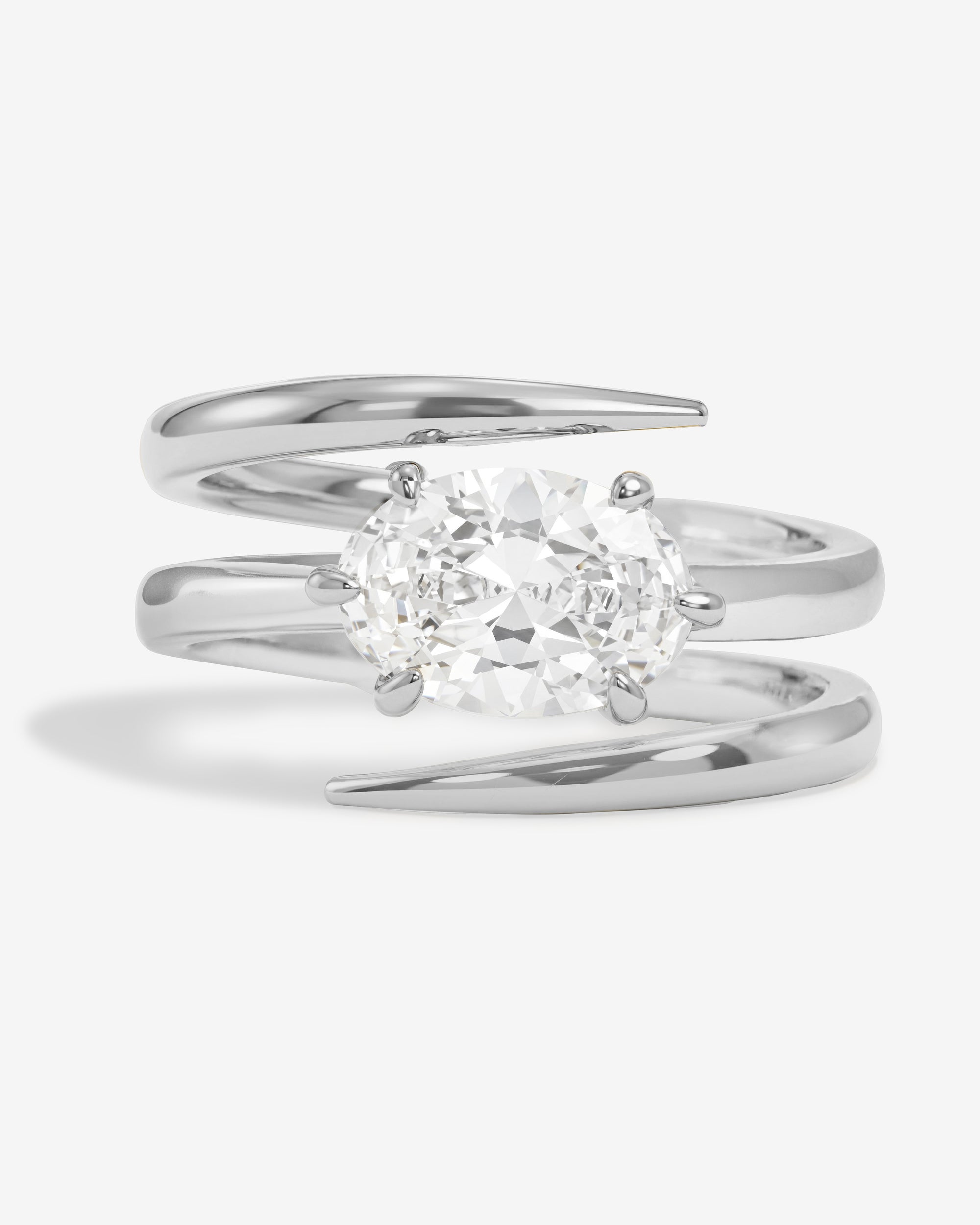 She's On Point Lasso Ring - Silver|White Diamondettes