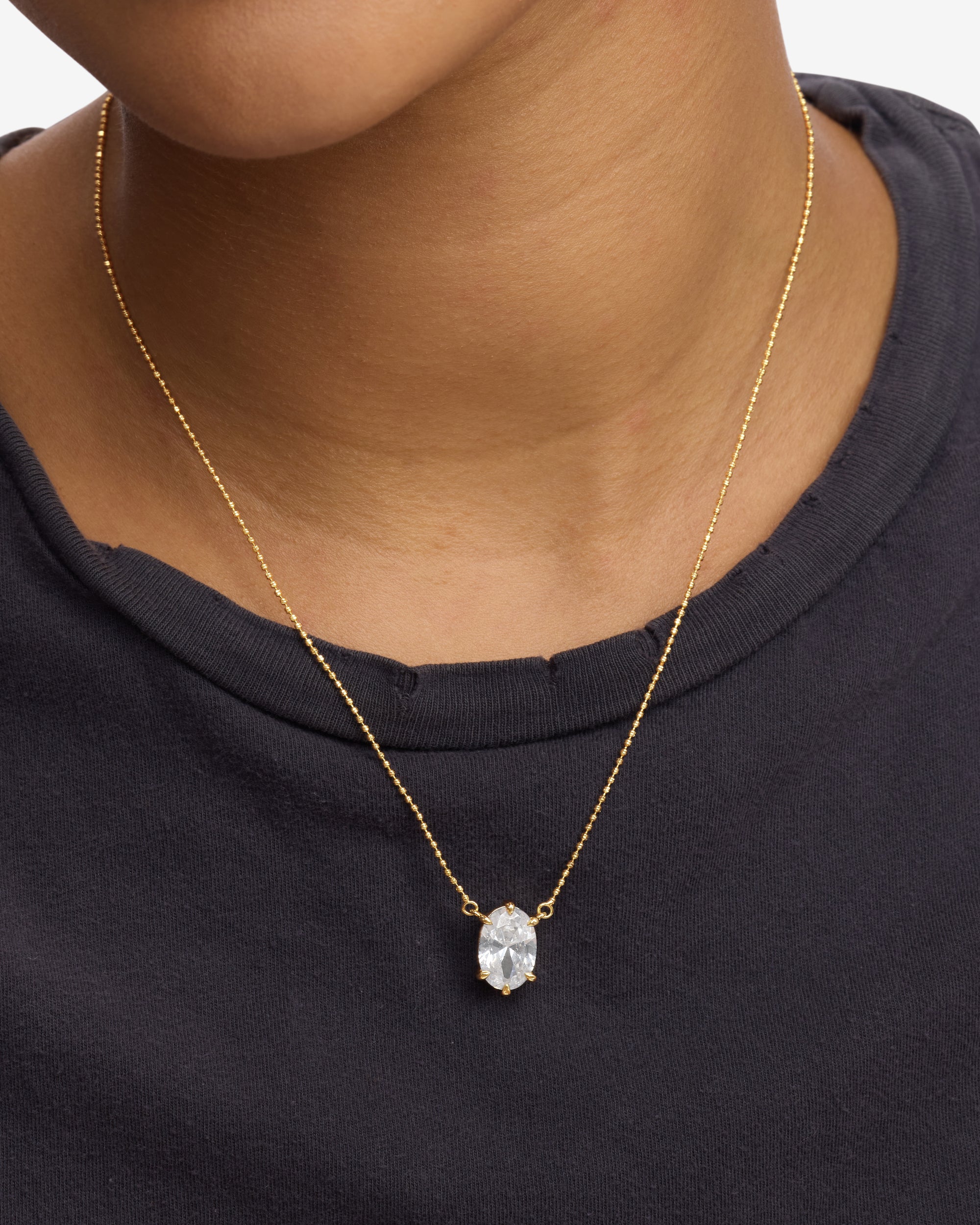 She's On Point Necklace - Gold|White Diamondettes