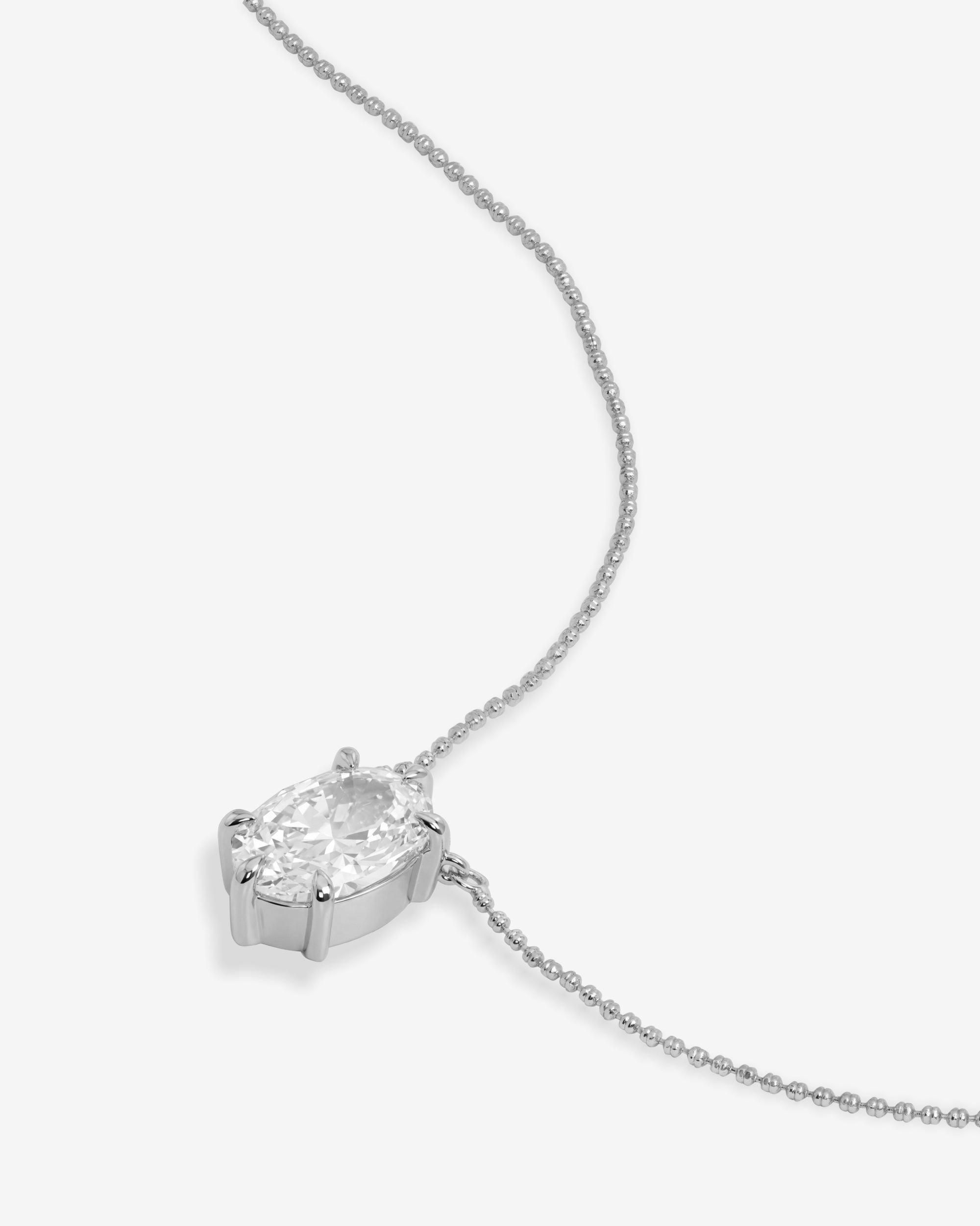 She's On Point Necklace - Silver|White Diamondettes