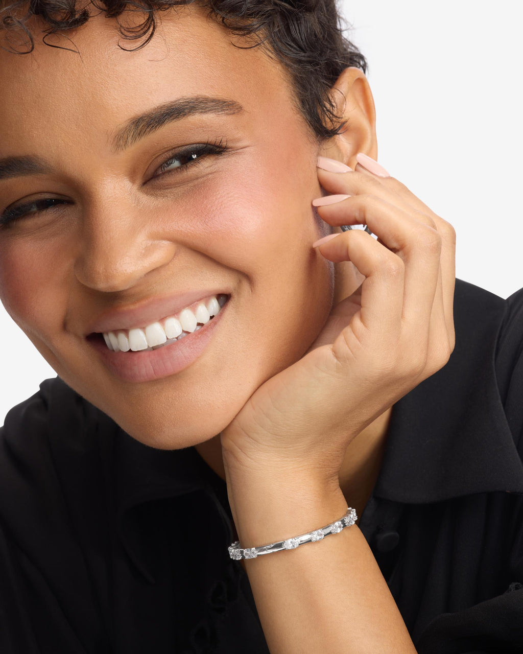 She's On Point Station Cuff - Silver|White Diamondettes