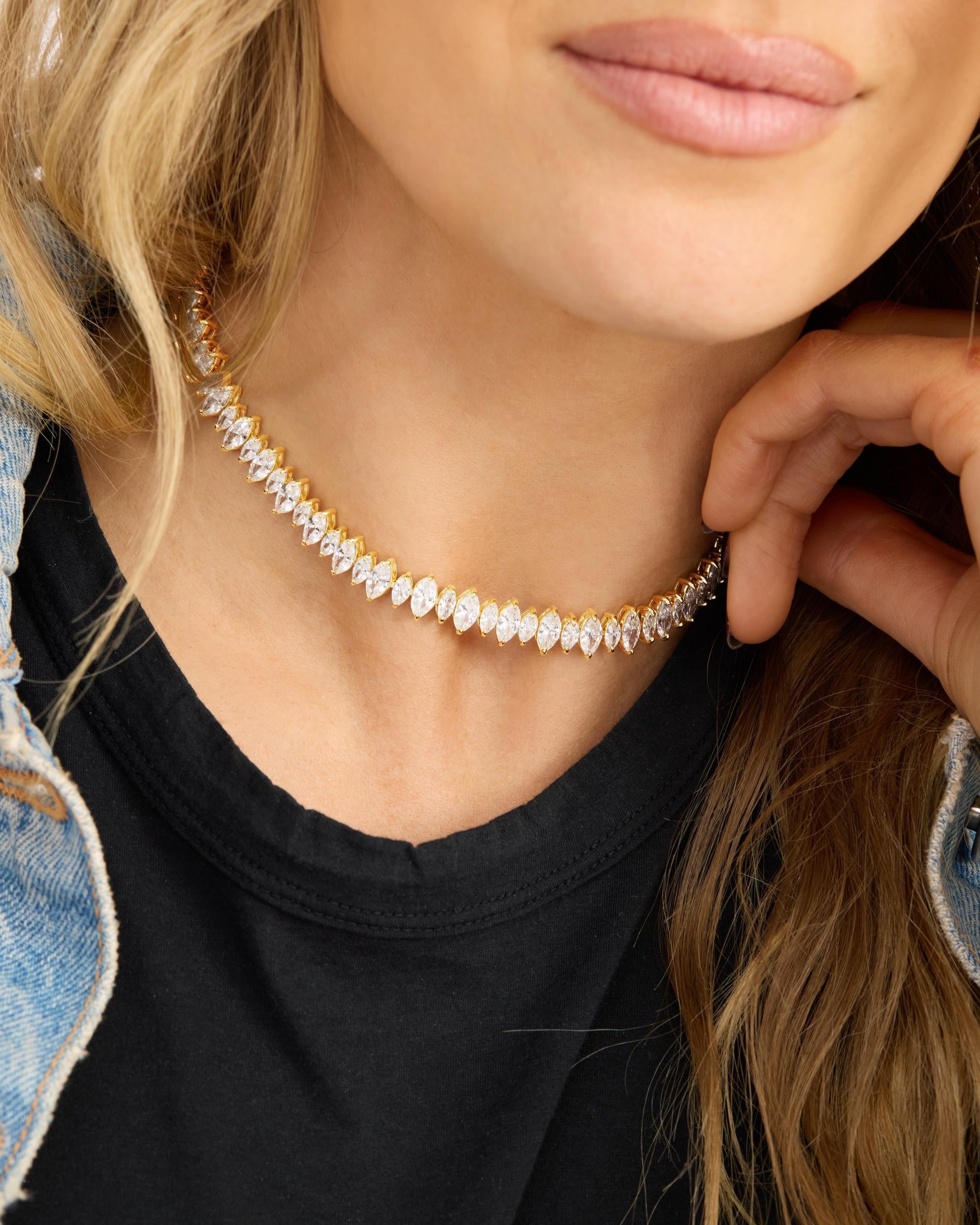"She's So Fine" Choker - Gold|White Diamondettes