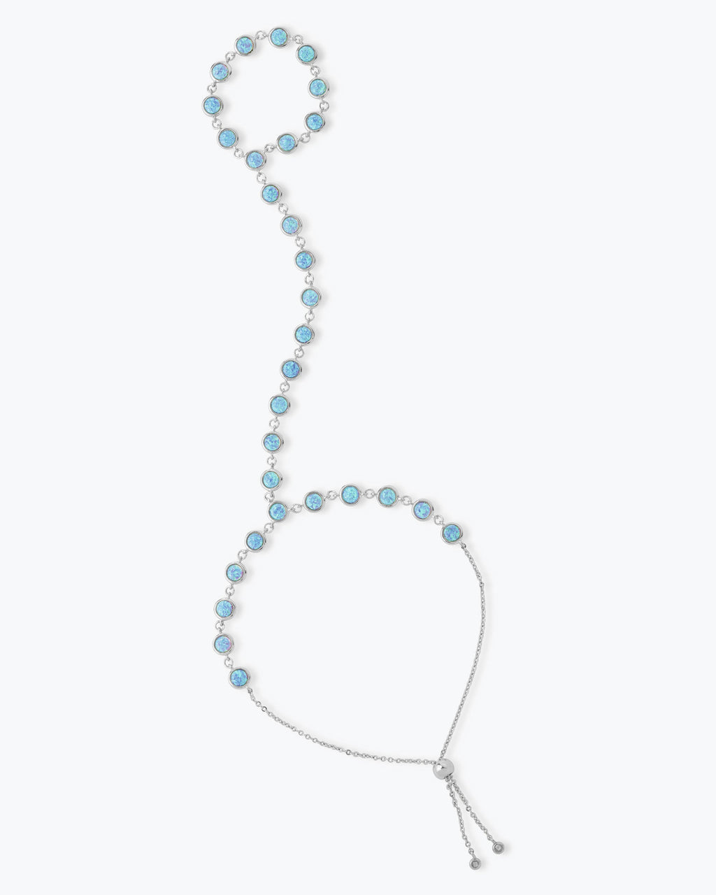 "She's So Fire" Hand Chain - Silver|Blue Opal