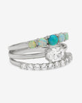 She's So Stacked Ring - Silver|Blue Opal Ombré