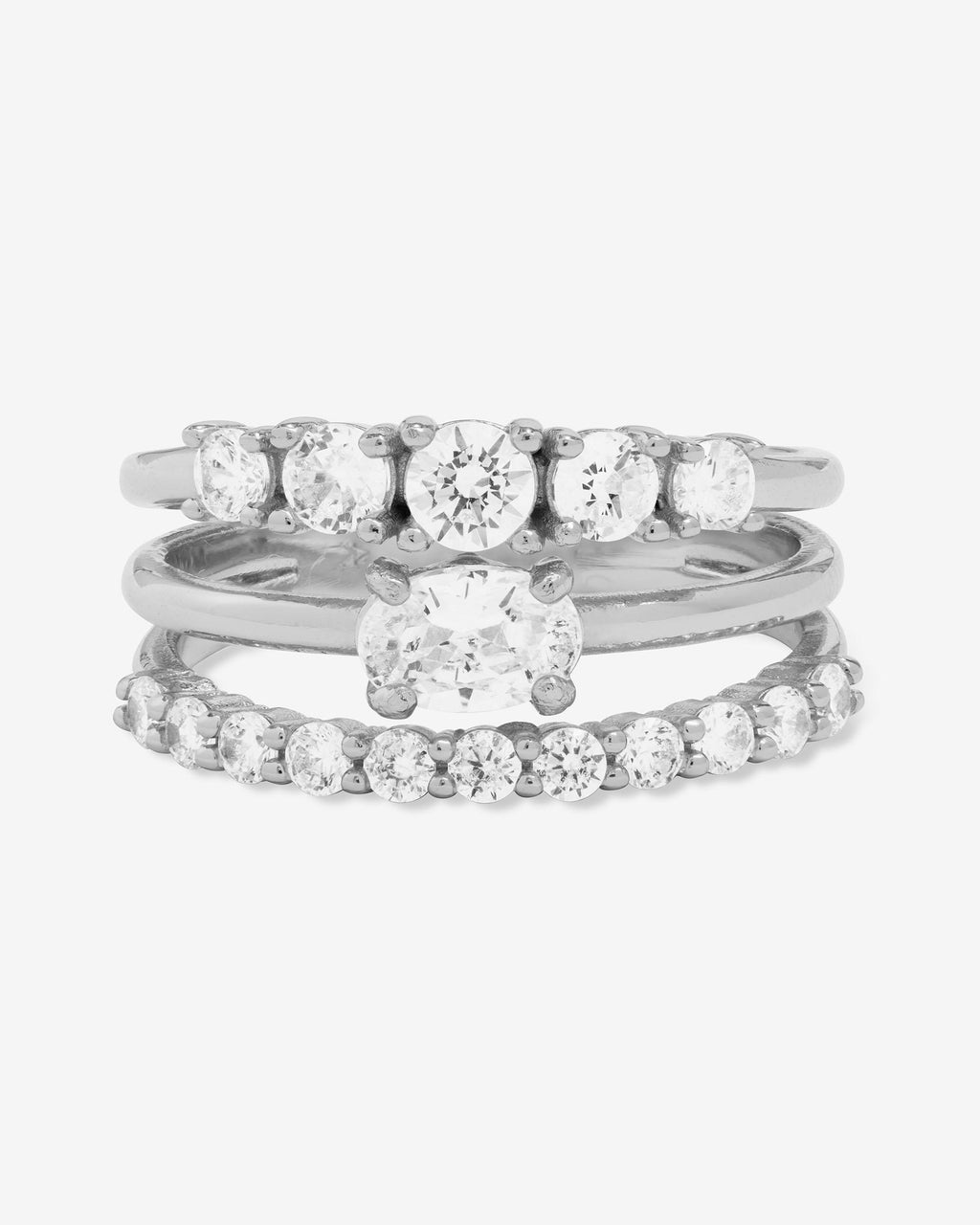 Shes So Stacked Ring Silver White Diamondettes