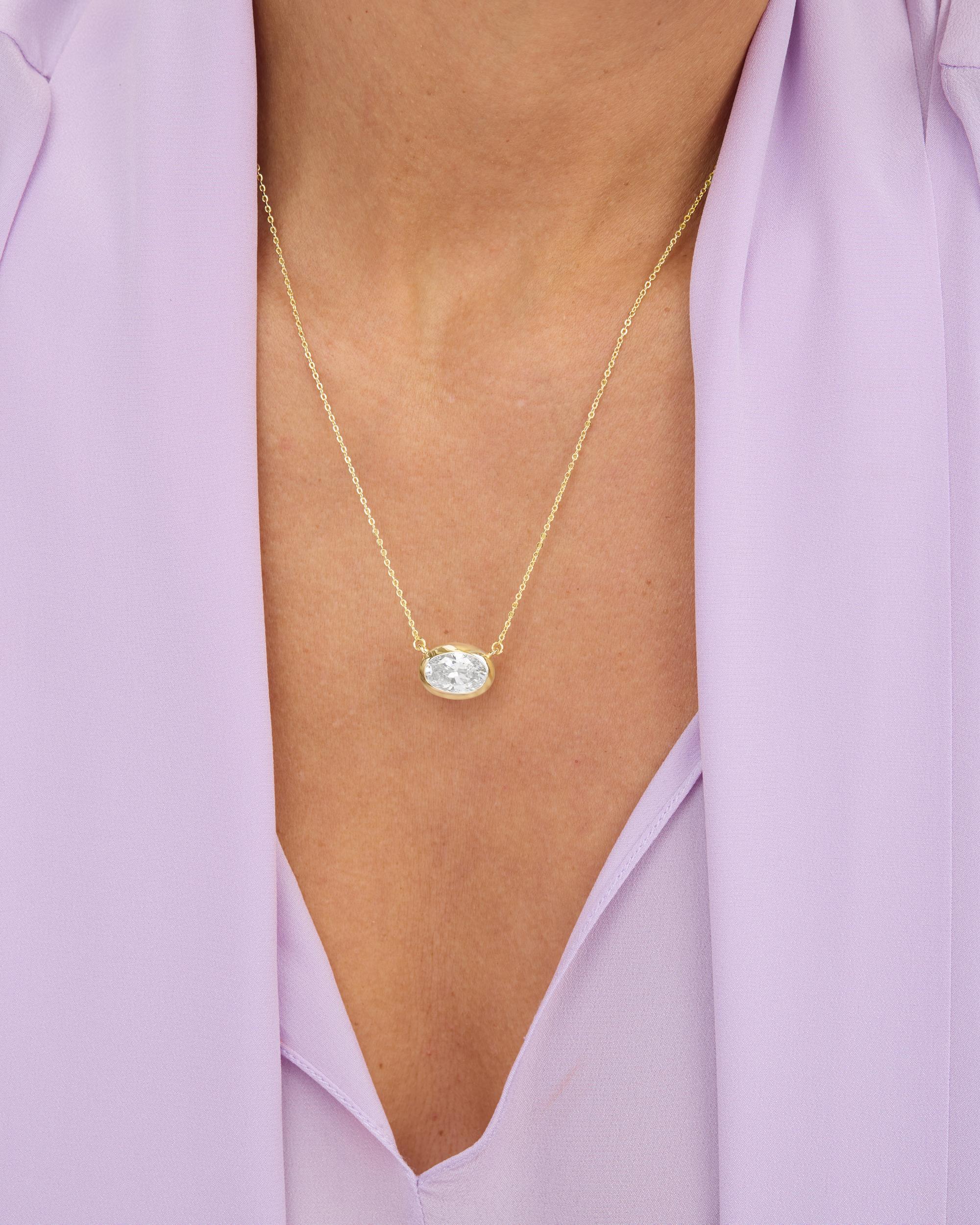 She's a Boss Pendant Necklace - Gold|White Diamondettes