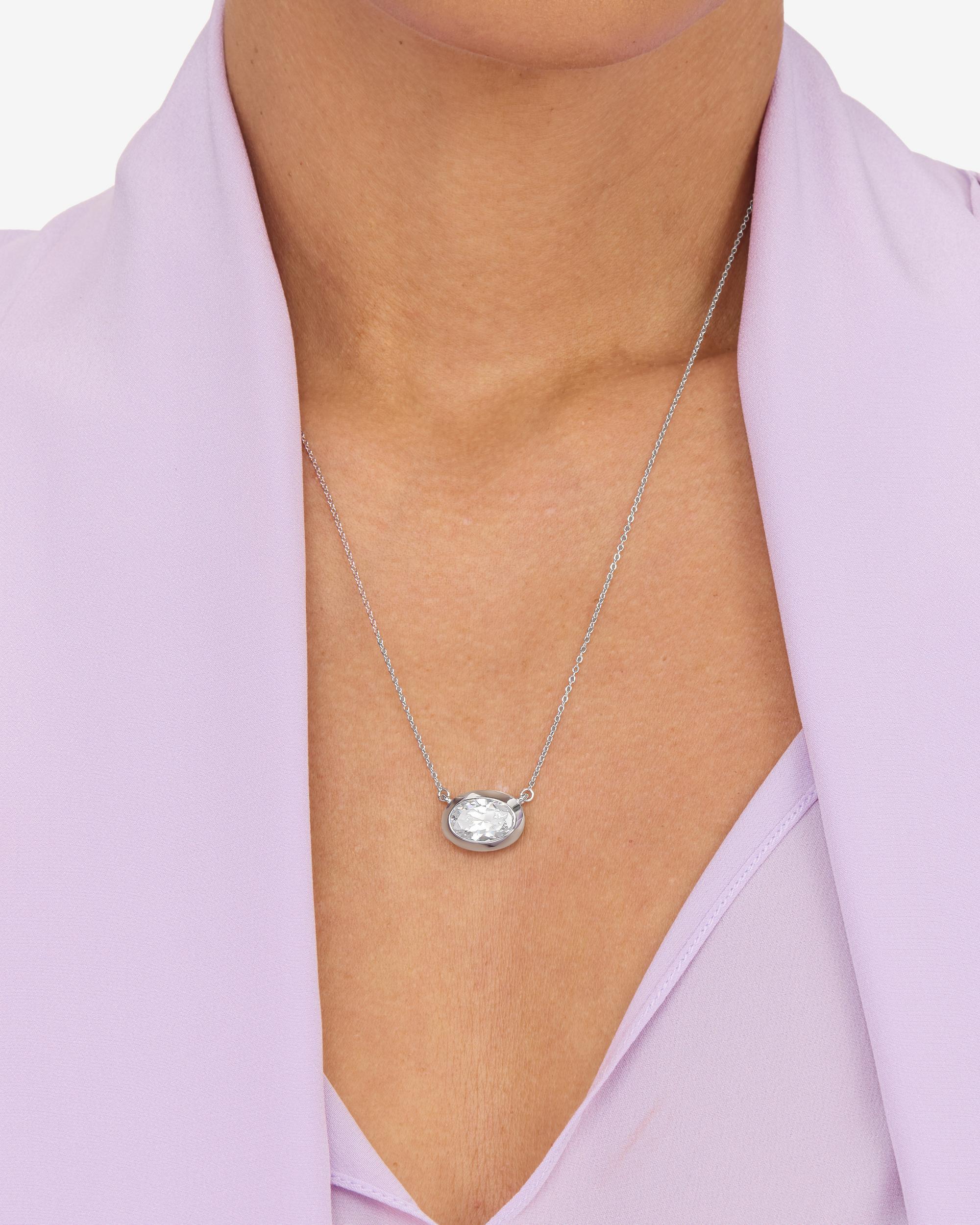 She's a Boss Pendant Necklace - Silver|White Diamondettes