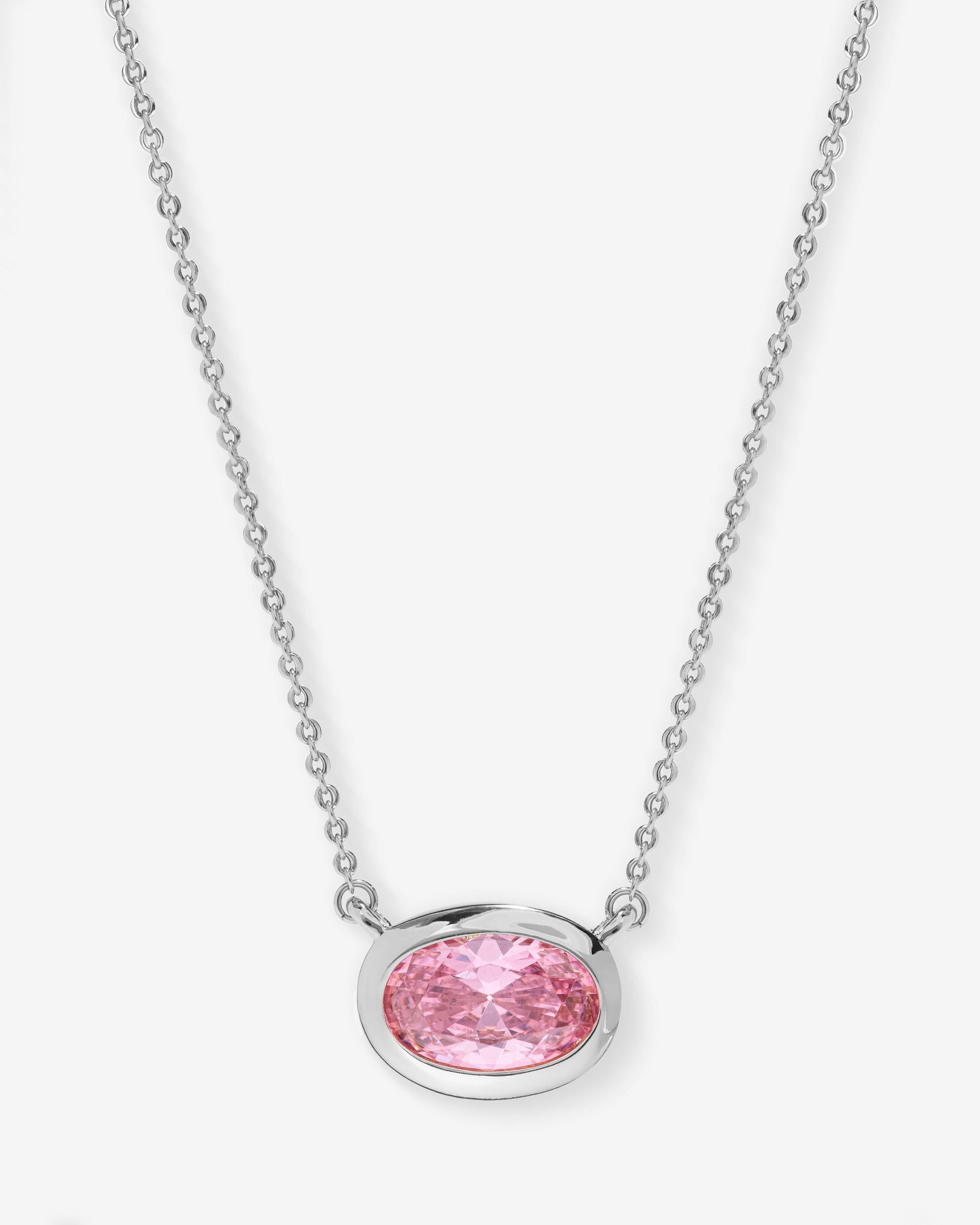 She's a Boss Pendant Necklace - Silver|Pink Diamondettes